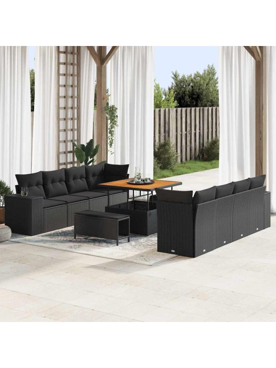 Dārza dīvānu komplekts 11 pcs melna 100 x 100 x 71 cm