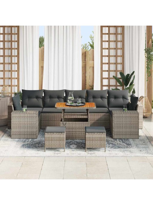 Dārza dīvānu komplekts 10 pcs pelēka 90 x 55 x 71 cm