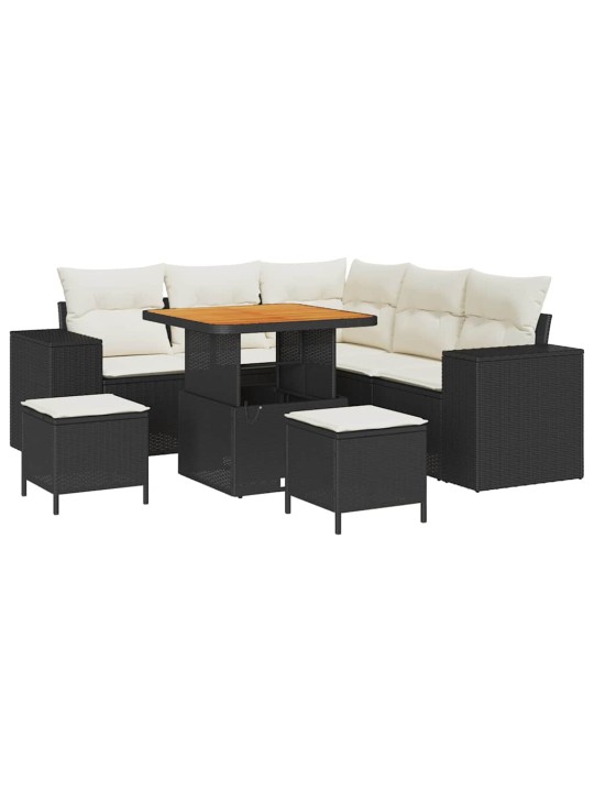 Dārza dīvānu komplekts 8 pcs melns un krēmkrāsa 80 x 80 x 71 cm