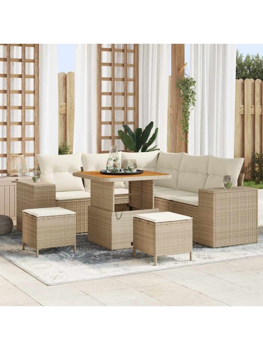 Dārza dīvānu komplekts 8 pcs bēšs un krēms 80 x 80 x 71 cm