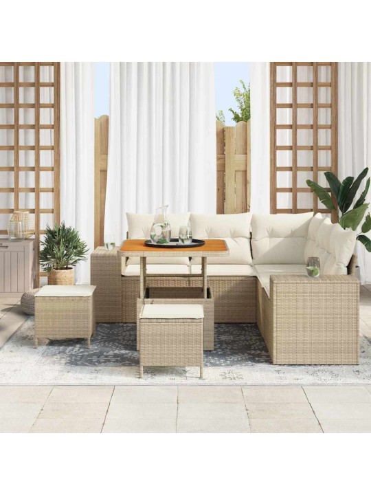 Dārza dīvānu komplekts 8 pcs bēšs un krēms 80 x 80 x 71 cm