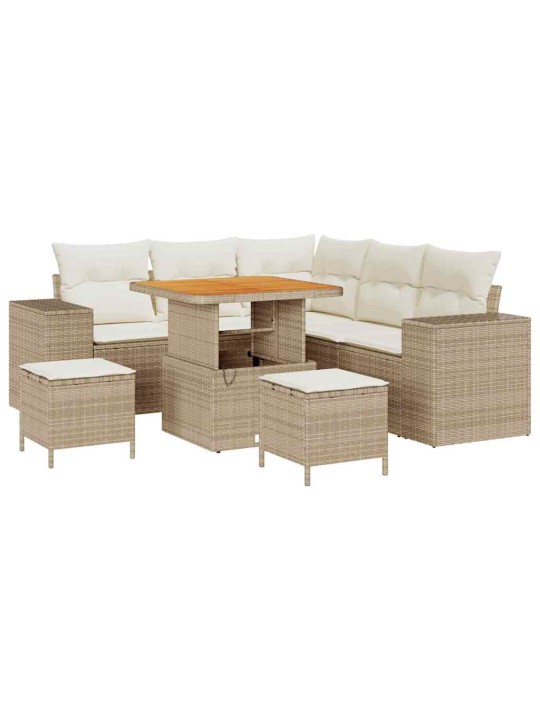Dārza dīvānu komplekts 8 pcs bēšs un krēms 80 x 80 x 71 cm