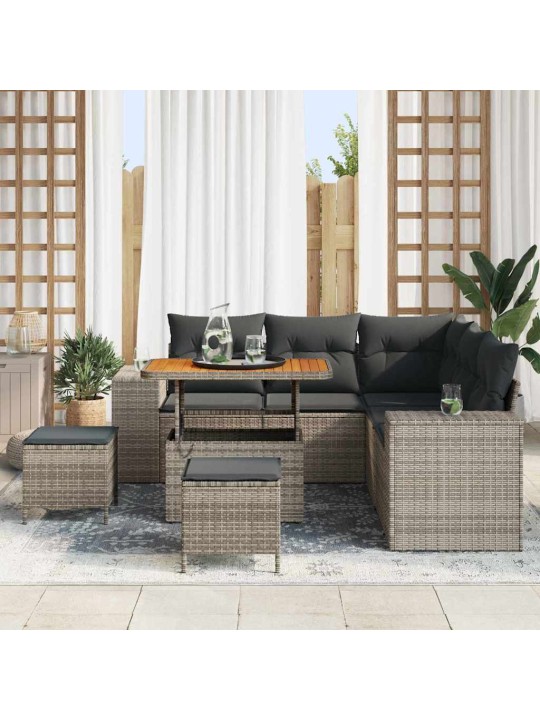 Dārza dīvānu komplekts ar spilvenu 8 pcs pelēka 90 x 55 x 71 cm