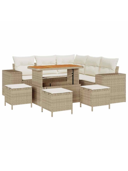 Dārza dīvānu komplekts 9 pcs bēšs un krēms 110 x 55 x 71 cm