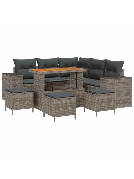 Dārza dīvānu komplekts 9 pcs pelēka 110 x 55 x 71 cm