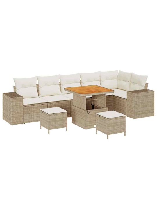 Dārza dīvānu komplekts 9 pcs bēšs un krēms 80 x 80 x 71 cm
