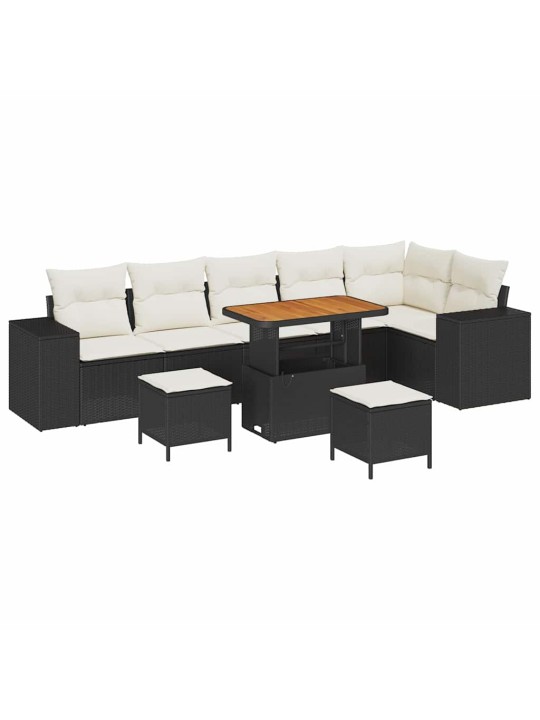 Dārza dīvānu komplekts 9 pcs melns un krēmkrāsa 90 x 55 x 71 cm