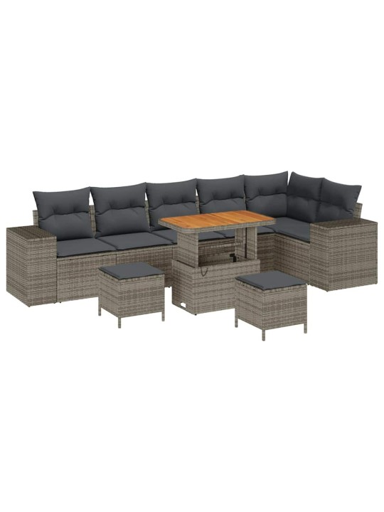 Dārza dīvānu komplekts ar spilvenu 9 pcs pelēka 90 x 55 x 71 cm