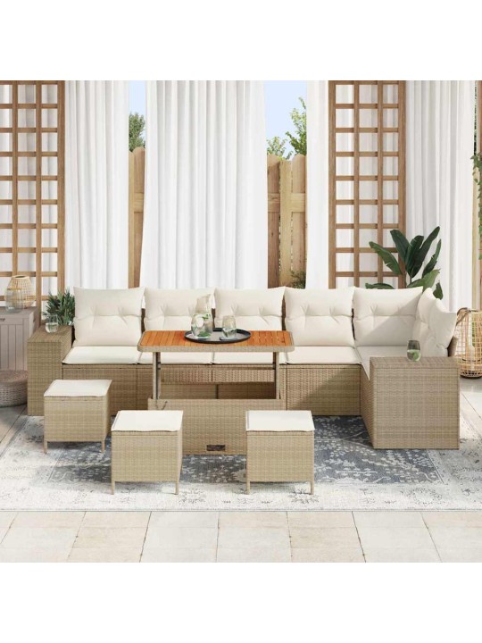 Dārza dīvānu komplekts 10 pcs bēšs un krēms 110 x 55 x 71 cm