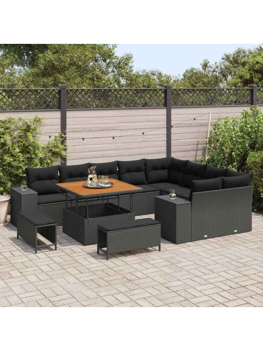 Dārza dīvānu komplekts 12 pcs melna 100 x 100 x 71 cm