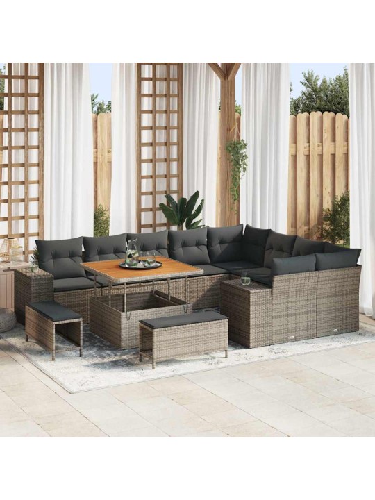 Dārza dīvānu komplekts 12 pcs pelēka 100 x 100 x 71 cm