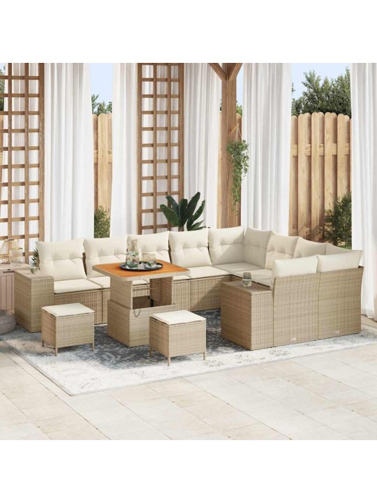 Dārza dīvānu komplekts 12 pcs bēšs un krēms 80 x 80 x 71 cm