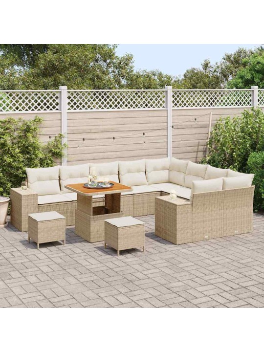 Dārza dīvānu komplekts 12 pcs bēšs un krēms 80 x 80 x 71 cm