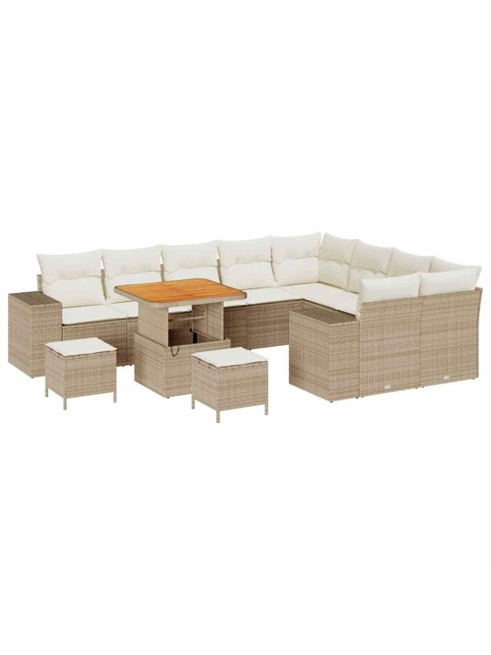 Dārza dīvānu komplekts 12 pcs bēšs un krēms 80 x 80 x 71 cm