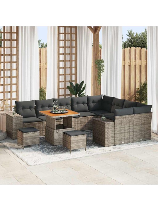 Dārza dīvānu komplekts 12 pcs pelēka 80 x 80 x 71 cm