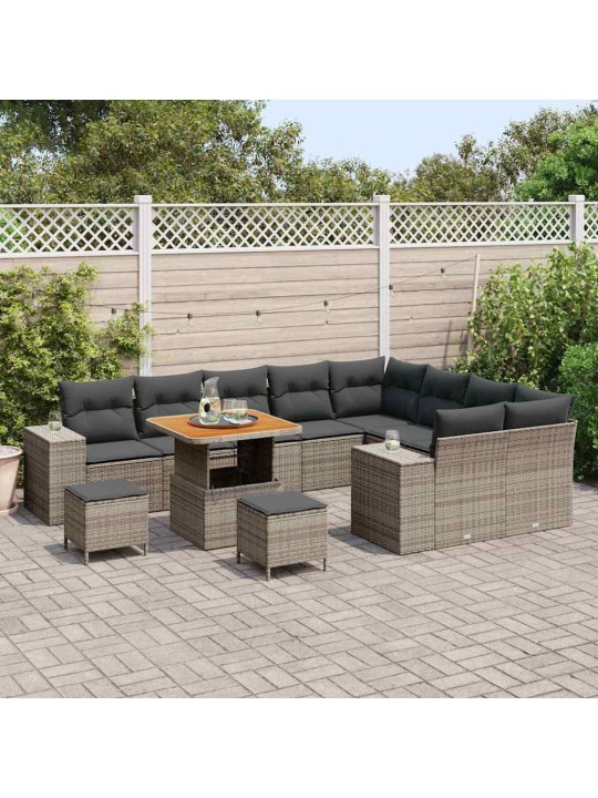 Dārza dīvānu komplekts 12 pcs pelēka 80 x 80 x 71 cm