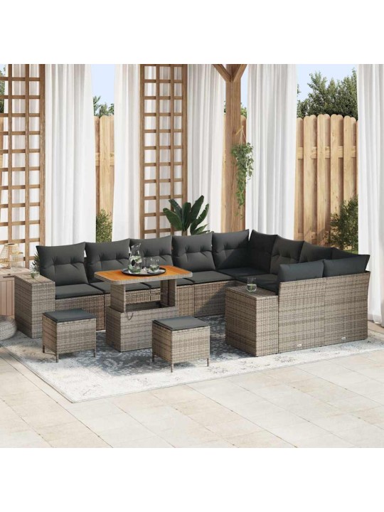 Dārza dīvānu komplekts 12 pcs pelēka 90 x 55 x 71 cm