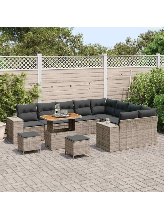 Dārza dīvānu komplekts 12 pcs pelēka 90 x 55 x 71 cm