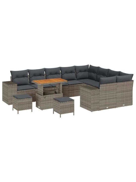 Dārza dīvānu komplekts 12 pcs pelēka 90 x 55 x 71 cm