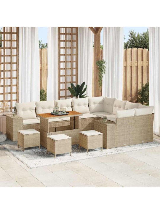 Dārza dīvānu komplekts 13 pcs bēšs un krēms 110 x 55 x 71 cm