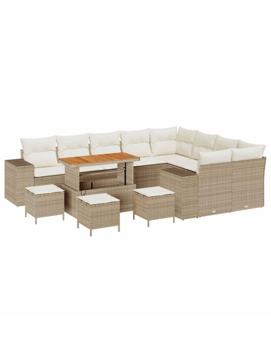 Dārza dīvānu komplekts 13 pcs bēšs un krēms 110 x 55 x 71 cm