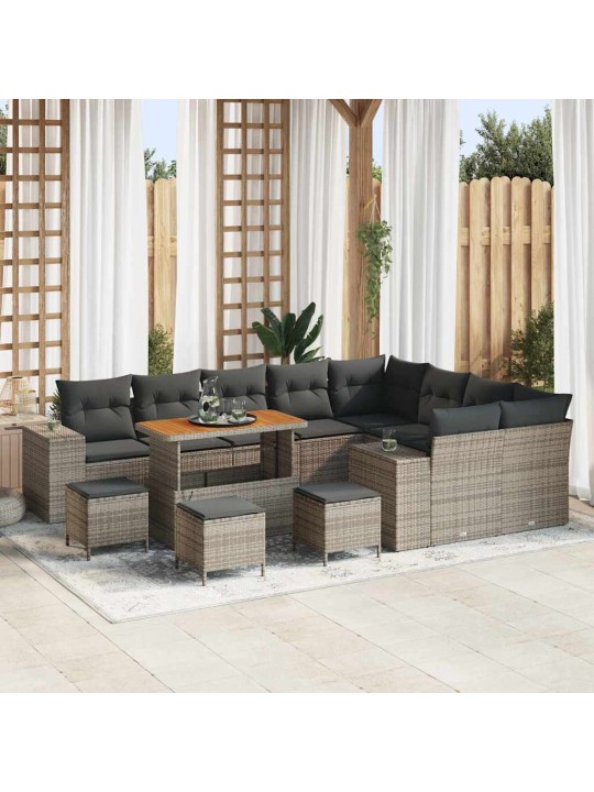 Dārza dīvānu komplekts 13 pcs pelēka 110 x 55 x 71 cm