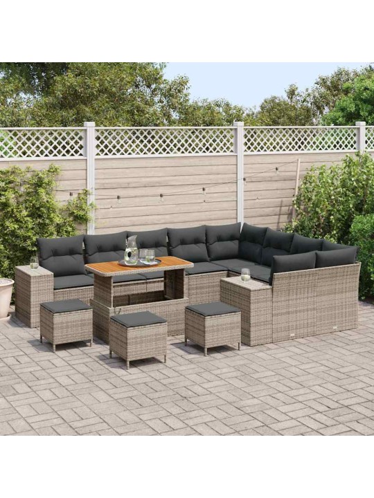 Dārza dīvānu komplekts 13 pcs pelēka 110 x 55 x 71 cm