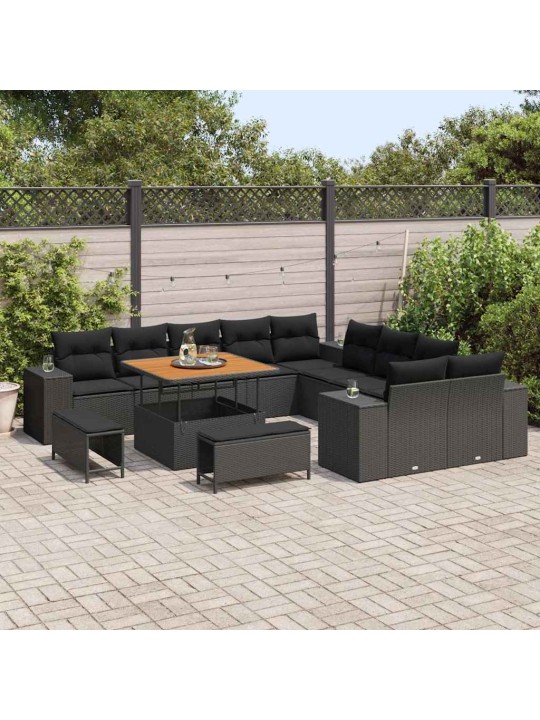 Dārza dīvānu komplekts 13 pcs melna 100 x 100 x 71 cm