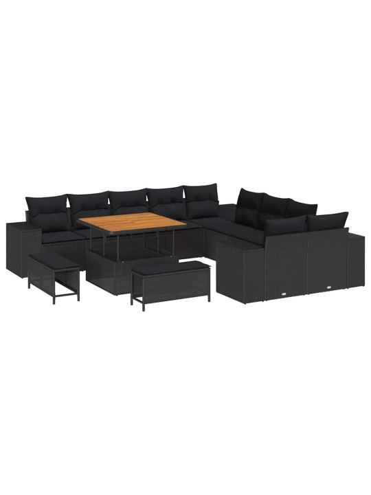 Dārza dīvānu komplekts 13 pcs melna 100 x 100 x 71 cm