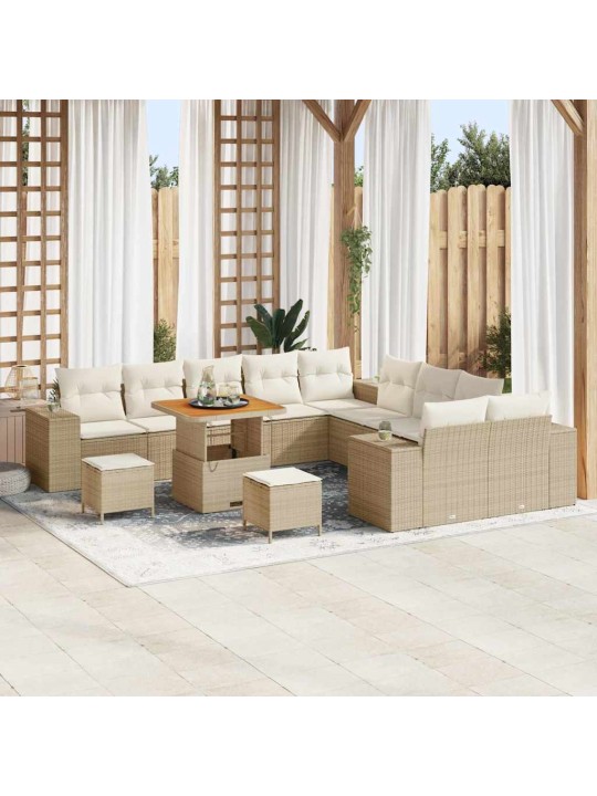 Dārza dīvānu komplekts 13 pcs bēšs un krēms 80 x 80 x 71 cm