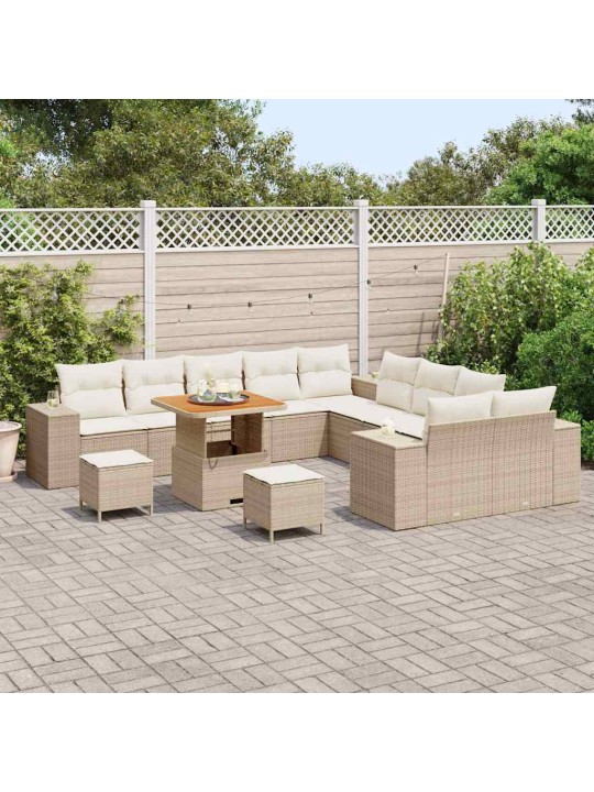 Dārza dīvānu komplekts 13 pcs bēšs un krēms 80 x 80 x 71 cm