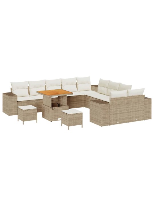 Dārza dīvānu komplekts 13 pcs bēšs un krēms 80 x 80 x 71 cm