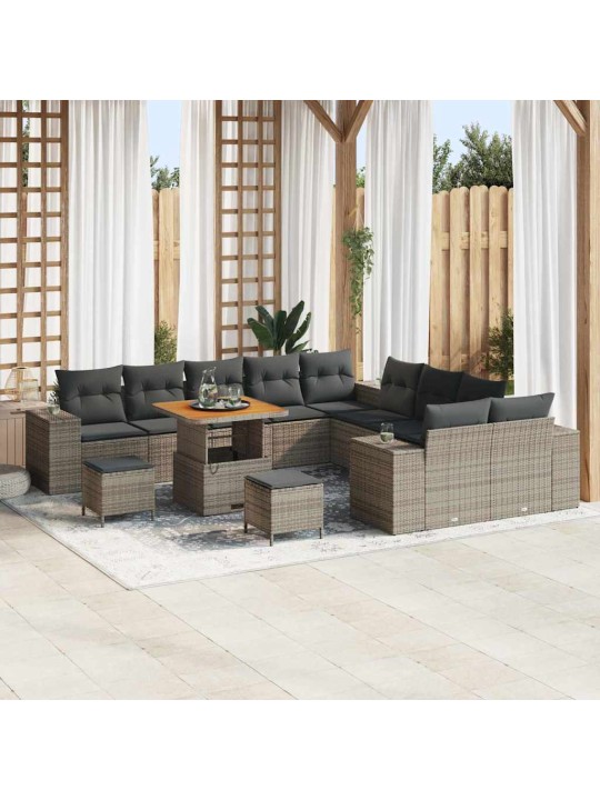 Dārza dīvānu komplekts 13 pcs pelēka 80 x 80 x 71 cm