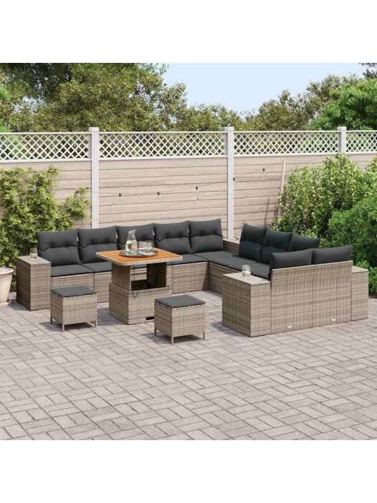 Dārza dīvānu komplekts 13 pcs pelēka 80 x 80 x 71 cm