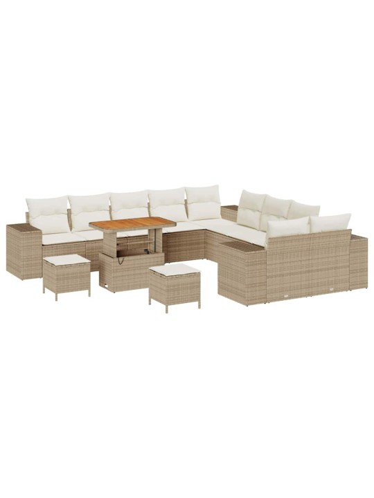 Dārza dīvānu komplekts 13 pcs bēšs un krēms 90 x 55 x 71 cm