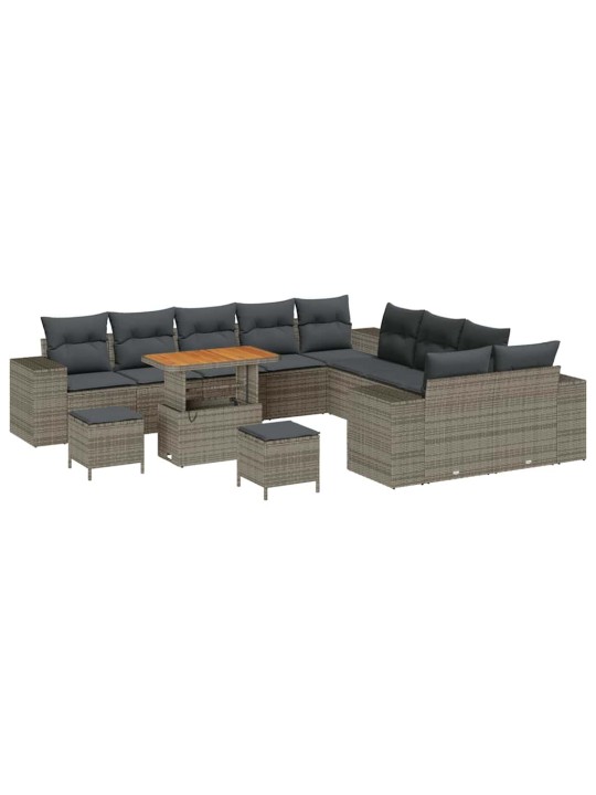 Dārza dīvānu komplekts 13 pcs pelēka 90 x 55 x 71 cm