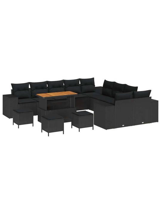 Dārza dīvānu komplekts 14 pcs melna 110 x 55 x 71 cm