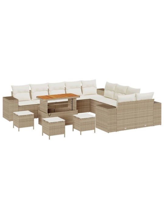 Dārza dīvānu komplekts 14 pcs bēšs un krēms 110 x 55 x 71 cm