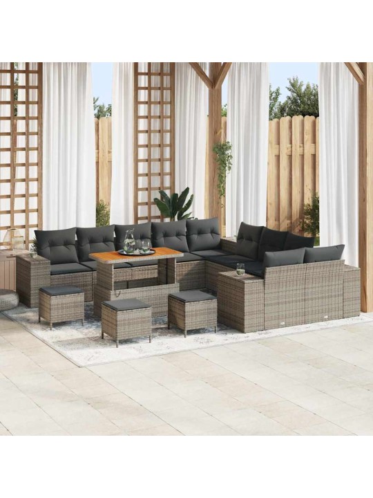 Dārza dīvānu komplekts 14 pcs pelēka 110 x 55 x 71 cm