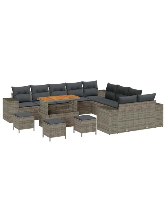 Dārza dīvānu komplekts 14 pcs pelēka 110 x 55 x 71 cm