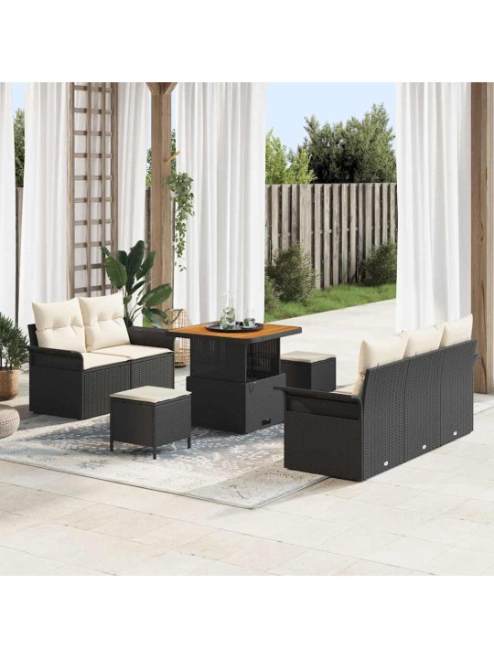 Dārza dīvānu komplekts 8 pcs melns un krēmkrāsa 80 x 80 x 71 cm