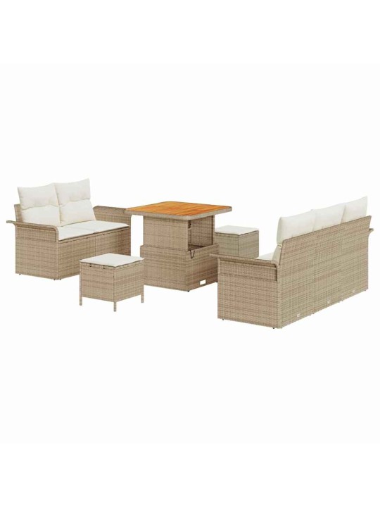 Dārza dīvānu komplekts 8 pcs bēšs un krēms 80 x 80 x 71 cm