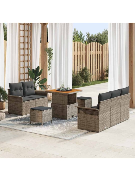 Dārza dīvānu komplekts ar spilvenu 8 pcs pelēka 80 x 80 x 71 cm
