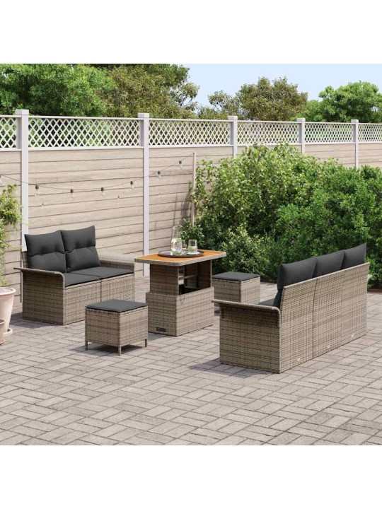 Dārza dīvānu komplekts ar spilvenu 8 pcs pelēka 90 x 55 x 71 cm