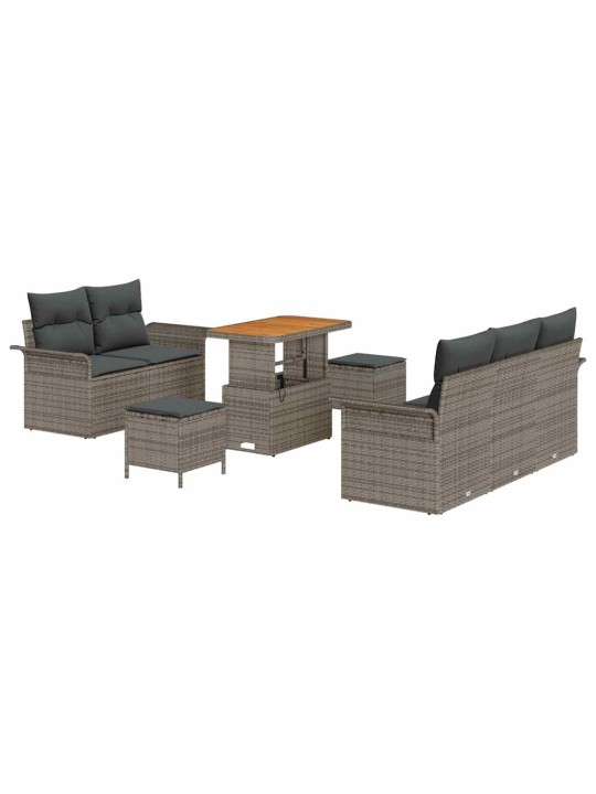 Dārza dīvānu komplekts ar spilvenu 8 pcs pelēka 90 x 55 x 71 cm