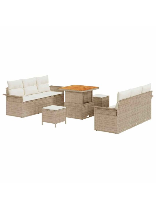 Dārza dīvānu komplekts 9 pcs bēšs un krēms 80 x 80 x 71 cm