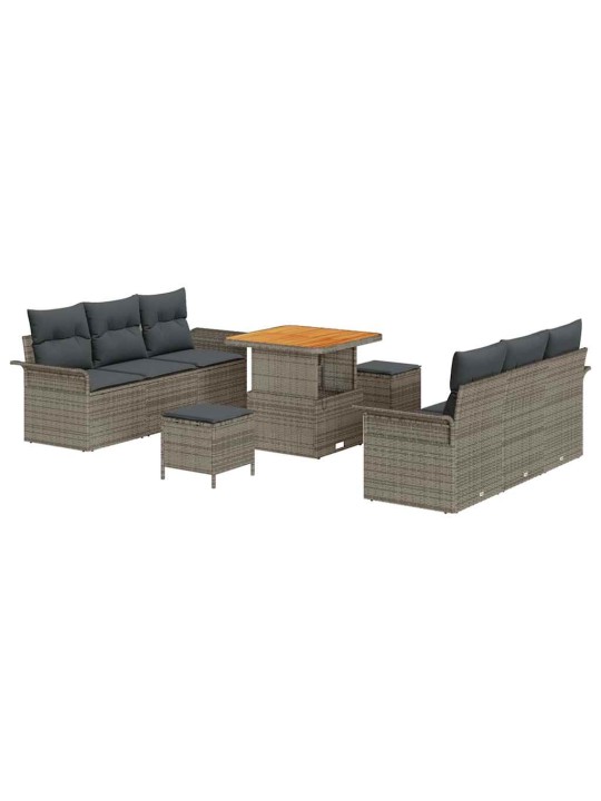 Dārza dīvānu komplekts ar spilvenu 9 pcs pelēka 80 x 80 x 71 cm