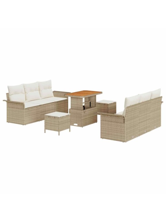 Dārza dīvānu komplekts 9 pcs bēšs un krēms 90 x 55 x 71 cm