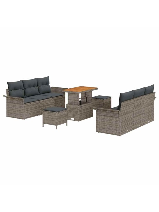 Dārza dīvānu komplekts ar spilvenu 9 pcs pelēka 90 x 55 x 71 cm