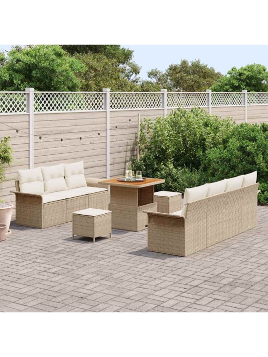Dārza dīvānu komplekts 10 pcs bēšs un krēms 80 x 80 x 71 cm